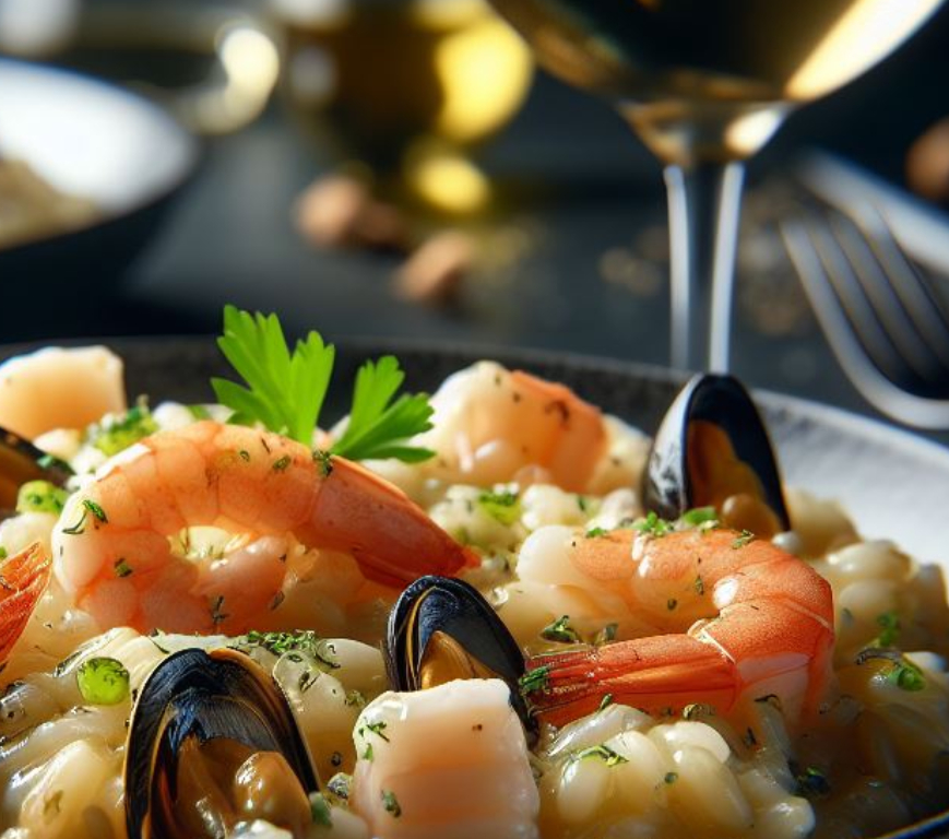 Risotto al Frutti di Mare in Salsa di Vino Bianco: Un Viaggio Gastronomico nel Mare Mediterraneo